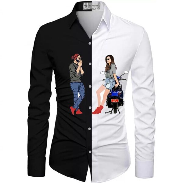 Printed Black and White Shirt